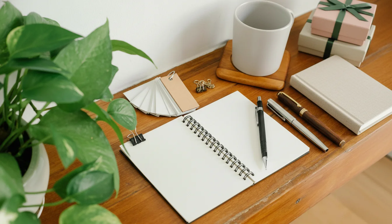 Premium desk setup with gifts